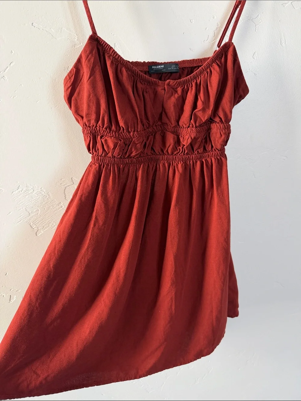 Pull&Bear Brick Red Smocked Sundress